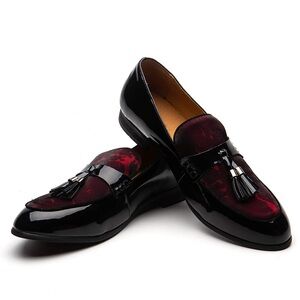 Jitai Elegant Black and Red Men's Loafers Size12 Brand New!!